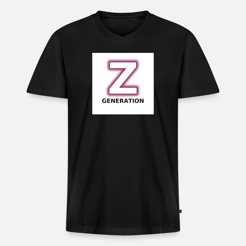 Z Generation Neon Z - Männer Premium Bio T-Shirt mit V-Ausschnitt - Schwarz