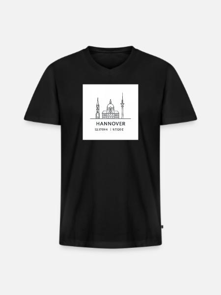 Hanover Line Art Silhouette Landmark - Men's Premium Organic T-shirt with V-neck - black