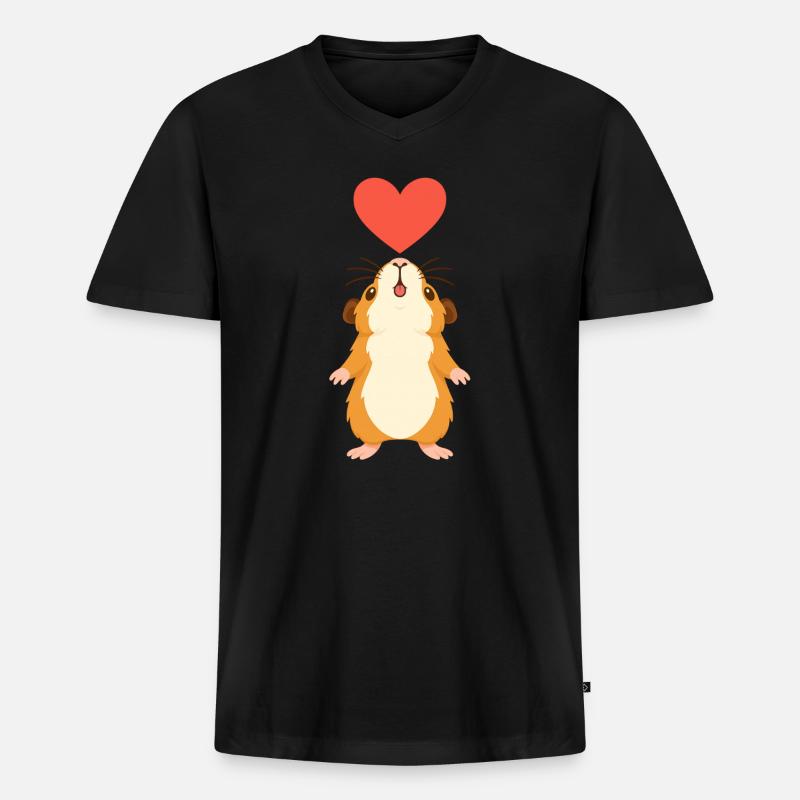 Meerschweinchen mit Herz - Männer Premium Bio T-Shirt mit V-Ausschnitt - Schwarz