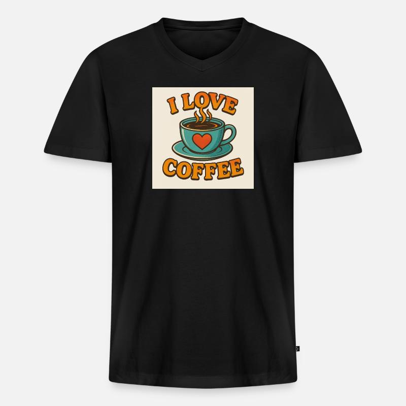Kaffee-Liebesbecher - Männer Premium Bio T-Shirt mit V-Ausschnitt - Schwarz