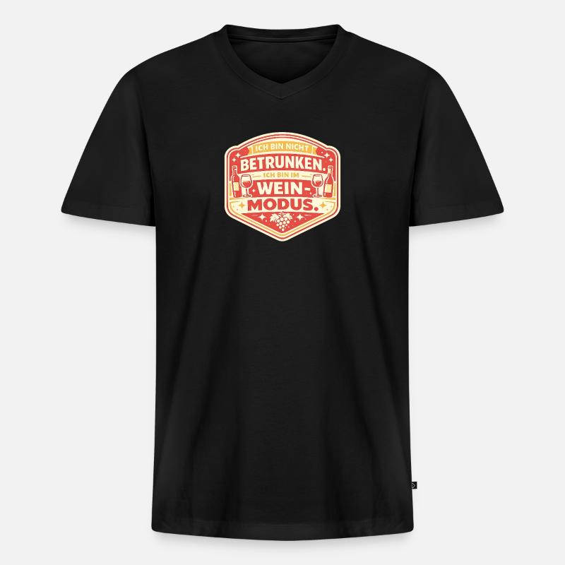 Weinmodus Badge - Männer Premium Bio T-Shirt mit V-Ausschnitt - Schwarz