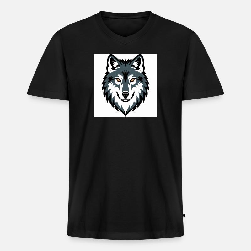 Wolf Graphic Emblem - Männer Premium Bio T-Shirt mit V-Ausschnitt - Schwarz