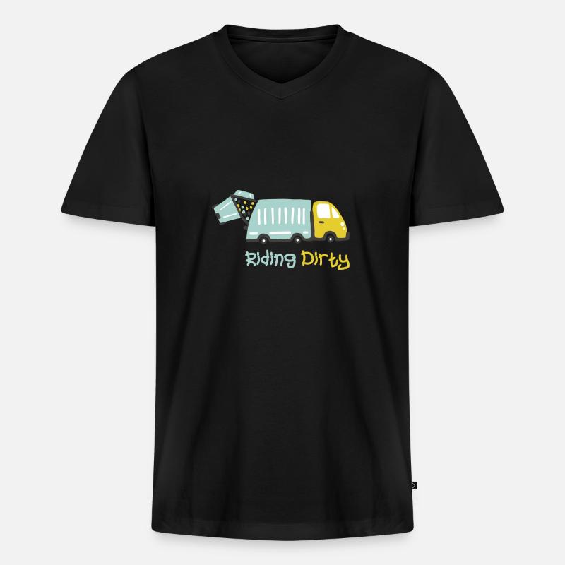 Fahren Mit Einem Schmutzigen Müllwagen - Männer Premium Bio T-Shirt mit V-Ausschnitt - Schwarz