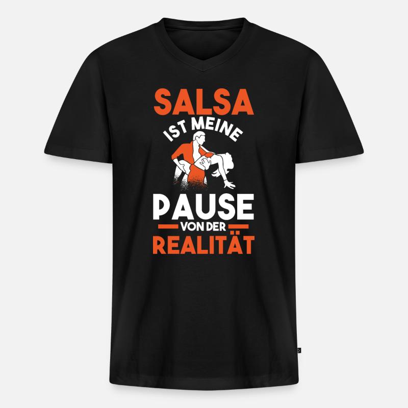 Salsa Tanz Tänzer - Männer Premium Bio T-Shirt mit V-Ausschnitt - Schwarz