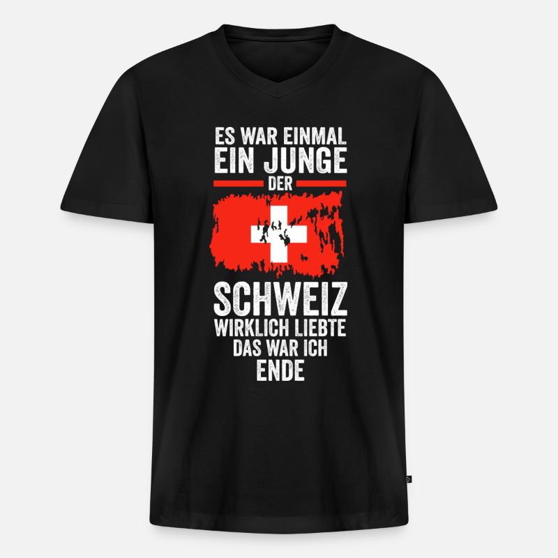 Schweiz Schweizer - Männer Premium Bio T-Shirt mit V-Ausschnitt - Schwarz