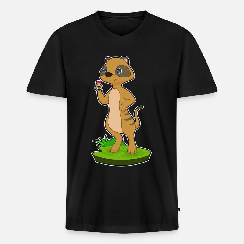 Erdmännchen Ring - Männer Premium Bio T-Shirt mit V-Ausschnitt - Schwarz