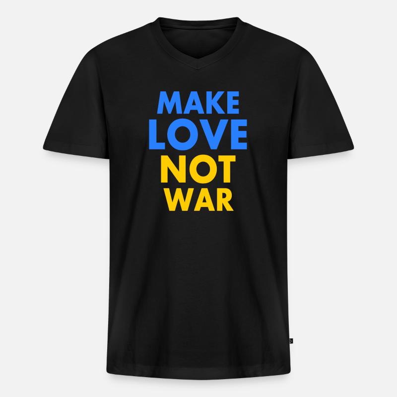 Make love not war - Männer Premium Bio T-Shirt mit V-Ausschnitt - Schwarz