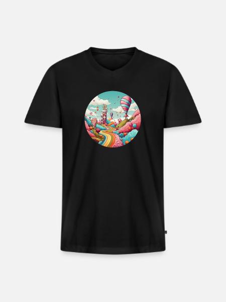 Fantasy Travel: Unique Style - Men's Premium Organic T-shirt with V-neck - black