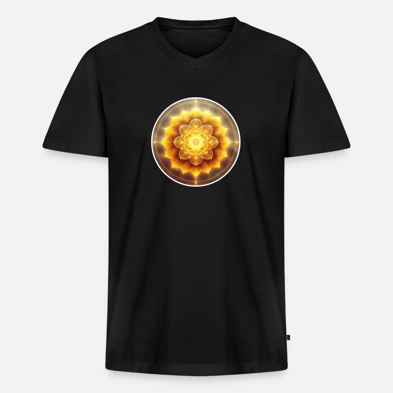 Blume der Kraft - Solarplexus-Chakra - Männer Premium Bio T-Shirt mit V-Ausschnitt - Schwarz