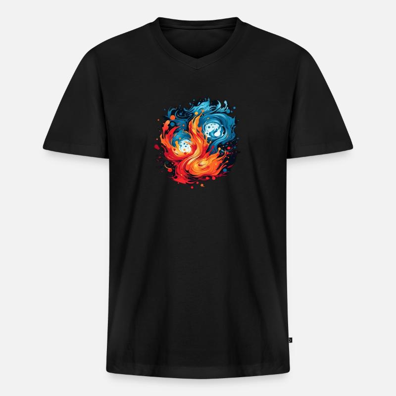 Feuer & Eis - Männer Premium Bio T-Shirt mit V-Ausschnitt - Schwarz