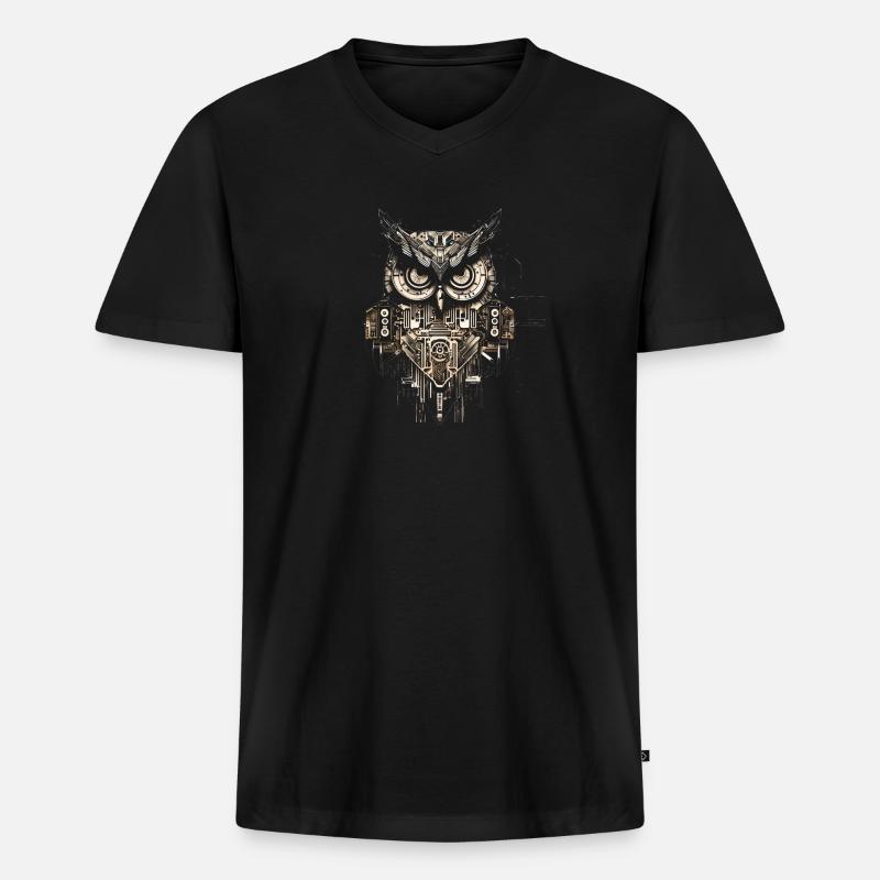 Eule - Männer Premium Bio T-Shirt mit V-Ausschnitt - Schwarz