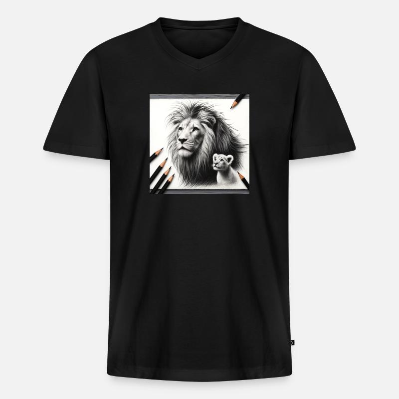 König Löwe IV - Männer Premium Bio T-Shirt mit V-Ausschnitt - Schwarz