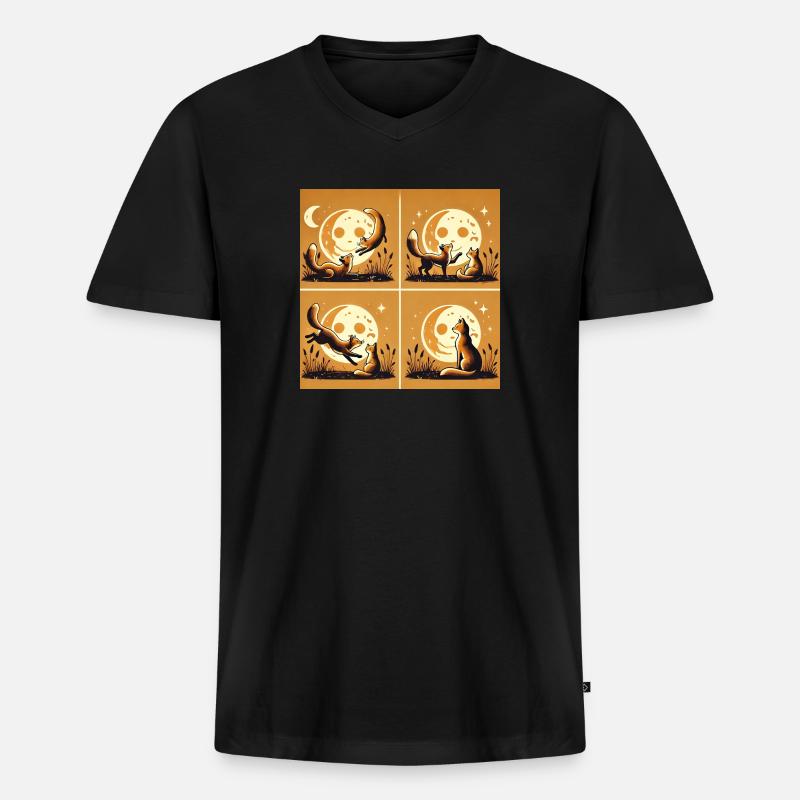 Fuchs II - Männer Premium Bio T-Shirt mit V-Ausschnitt - Schwarz