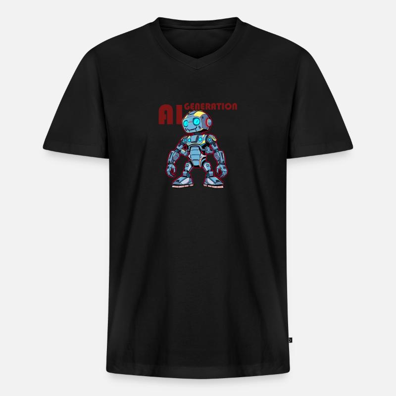 AI-GENERATION – Futuristic Robot Comic Style - Männer Premium Bio T-Shirt mit V-Ausschnitt - Schwarz