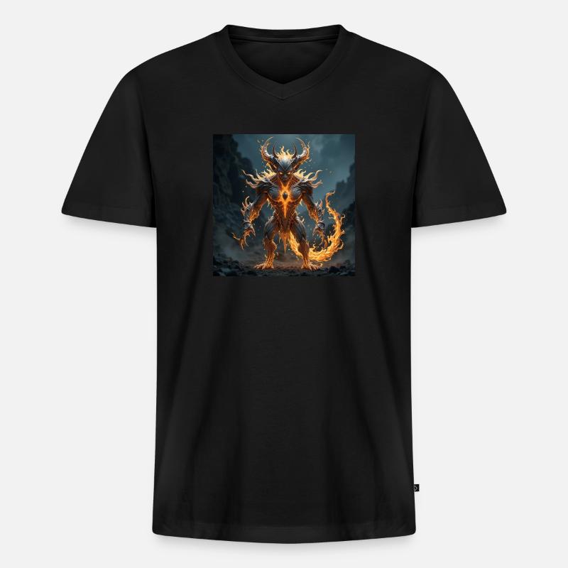 Hellius - Männer Premium Bio T-Shirt mit V-Ausschnitt - Schwarz