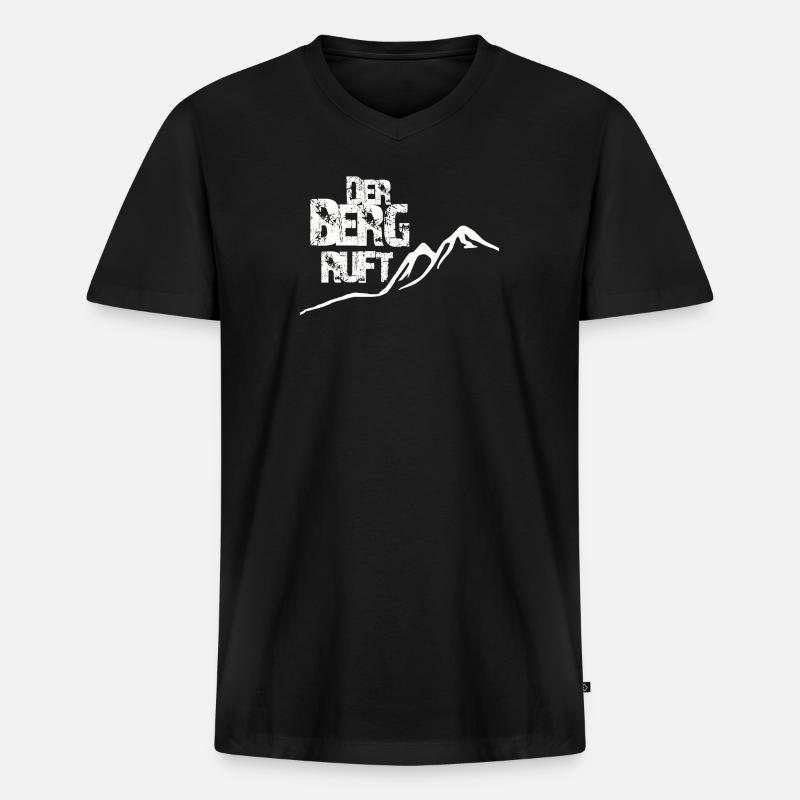 Der Berg ruft - Männer Premium Bio T-Shirt mit V-Ausschnitt - Schwarz