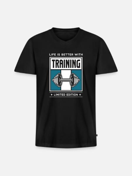 Training - Men's Premium Organic T-shirt with V-neck - black