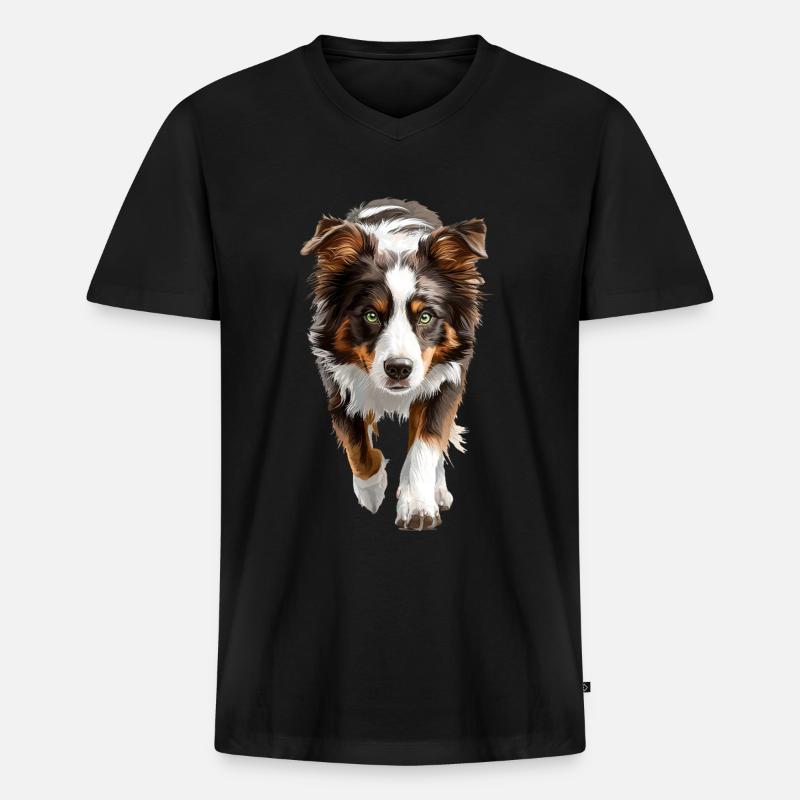 Australischer Schäferhund - Männer Premium Bio T-Shirt mit V-Ausschnitt - Schwarz