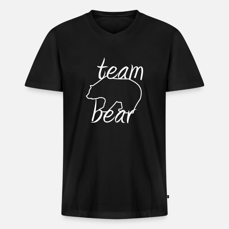Team Bär - Männer Premium Bio T-Shirt mit V-Ausschnitt - Schwarz