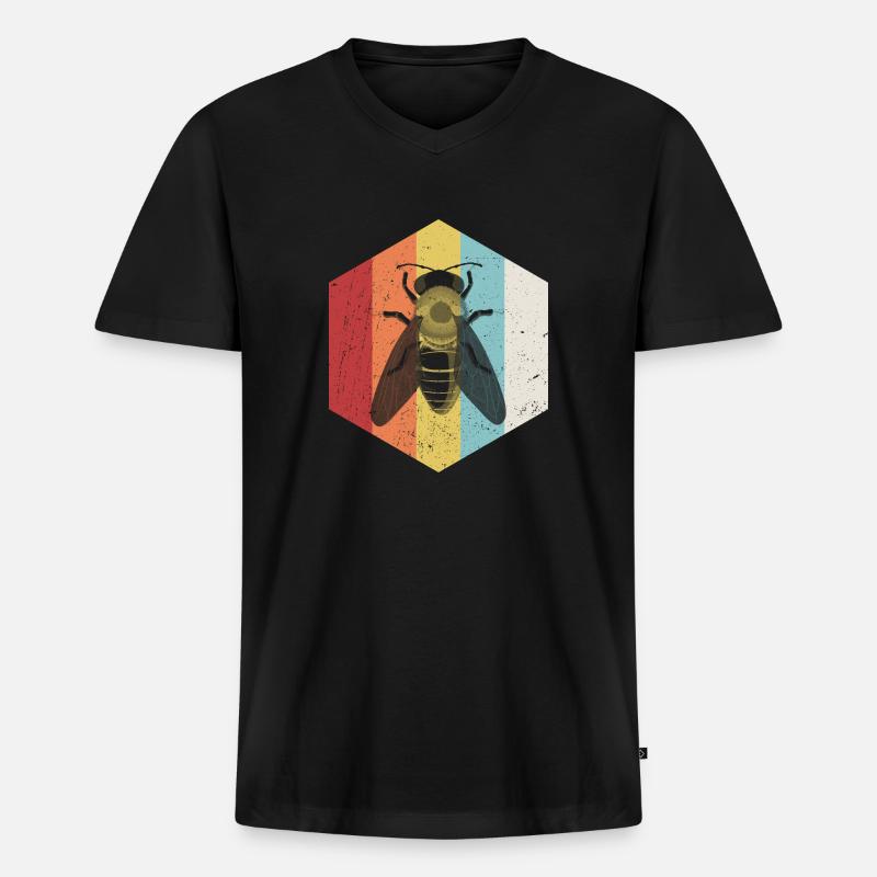Api api api api api retrò - Maglietta ecologica premium da uomo con scollo a V - nero
