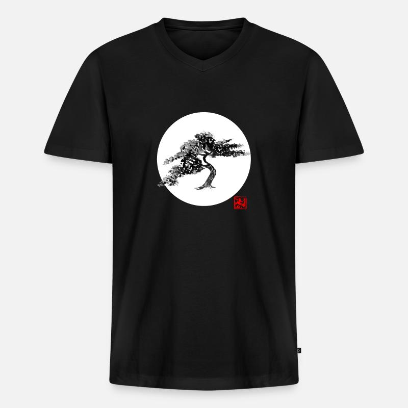 Bonsai - Männer Premium Bio T-Shirt mit V-Ausschnitt - Schwarz