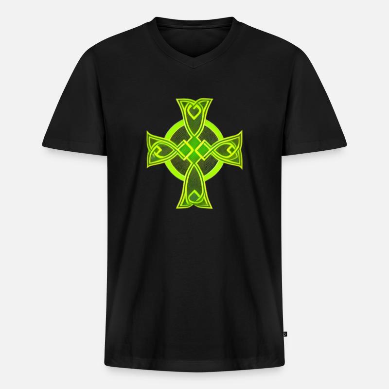 Keltisches Kreuz - Männer Premium Bio T-Shirt mit V-Ausschnitt - Schwarz