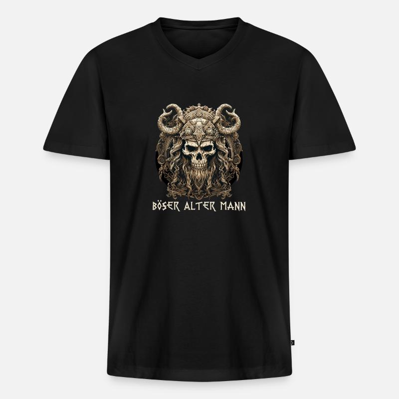 Böser Alter Mann Wikinger - Männer Premium Bio T-Shirt mit V-Ausschnitt - Schwarz