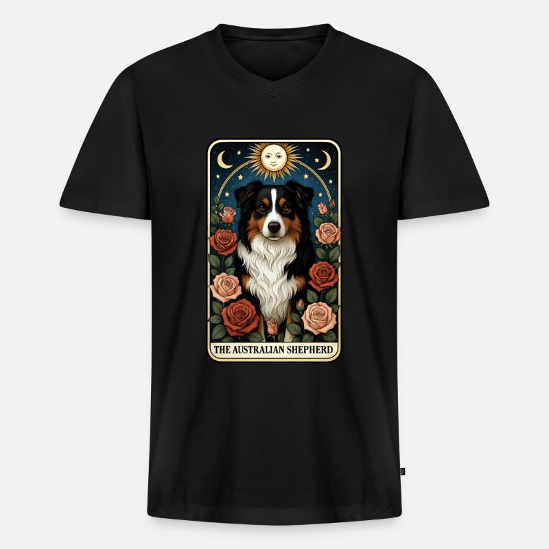 Australischer Schäferhund - Männer Premium Bio T-Shirt mit V-Ausschnitt - Schwarz