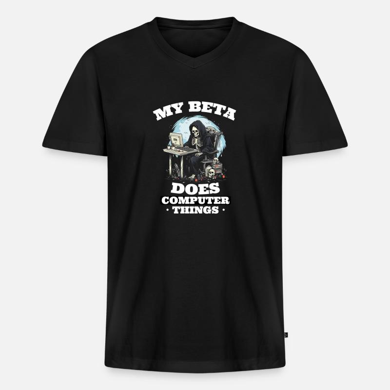 Mein Beta macht Computerdinge Programmierer - Männer Premium Bio T-Shirt mit V-Ausschnitt - Schwarz