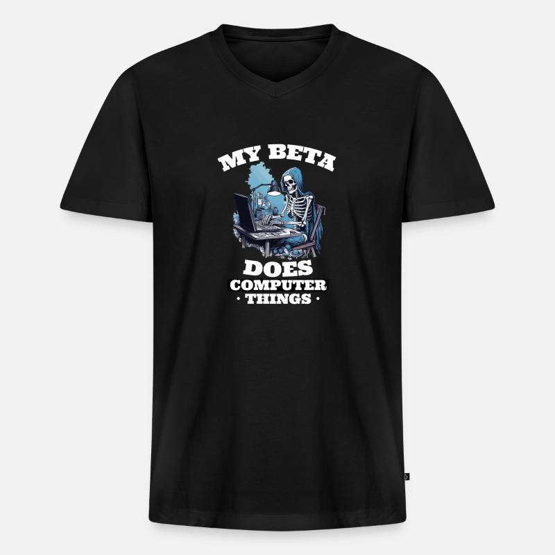 Mein Beta macht Computerdinge Programmierer - Männer Premium Bio T-Shirt mit V-Ausschnitt - Schwarz