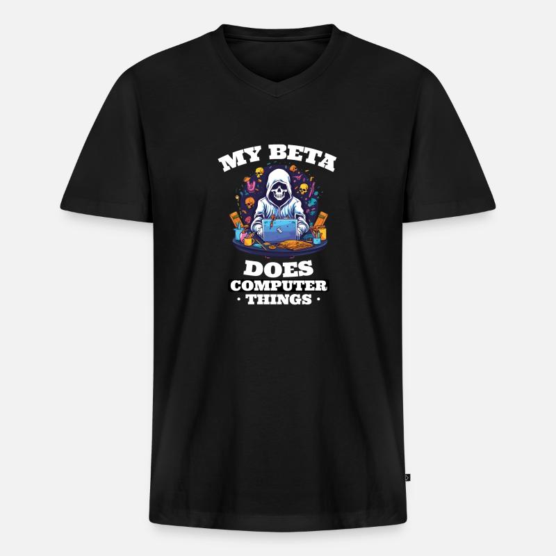 Mein Beta macht Computerdinge Programmierer - Männer Premium Bio T-Shirt mit V-Ausschnitt - Schwarz
