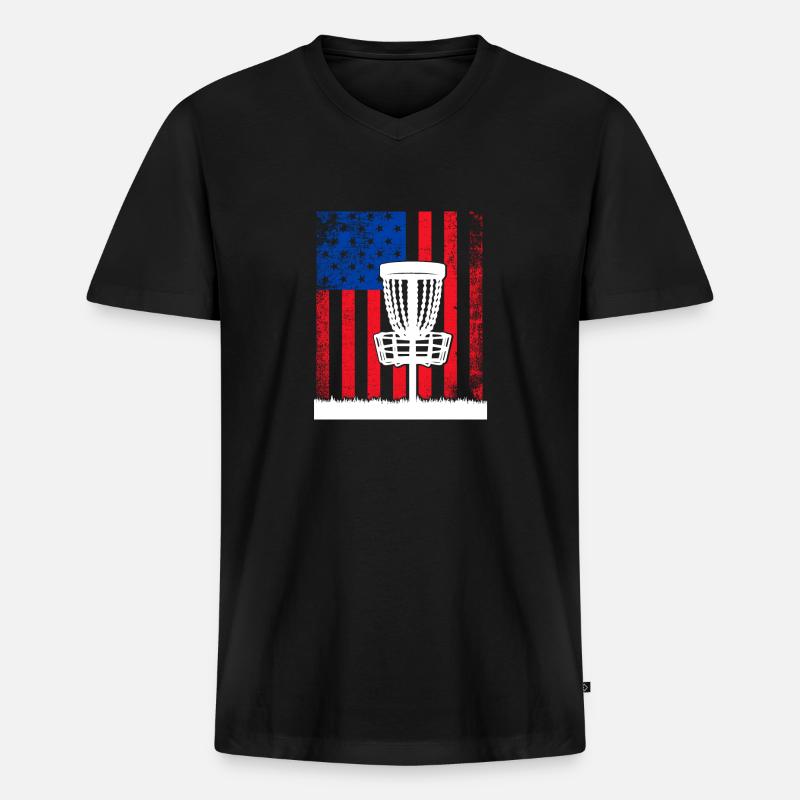 Scheibengolf Scheibengolfer American Falg Patriot - Männer Premium Bio T-Shirt mit V-Ausschnitt - Schwarz