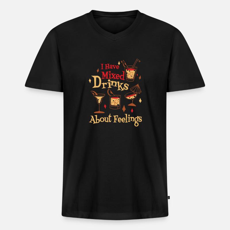 Gemischte Gefühle Und Exquisite Drinks - Männer Premium Bio T-Shirt mit V-Ausschnitt - Schwarz