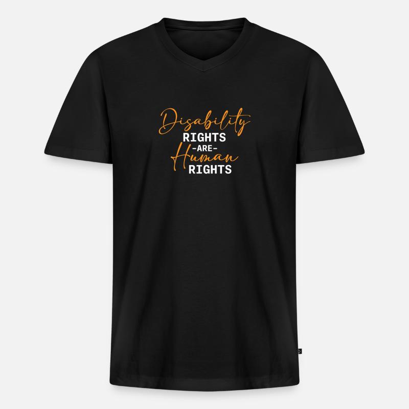 Disability Rights Are Human Rights - - Männer Premium Bio T-Shirt mit V-Ausschnitt - Schwarz
