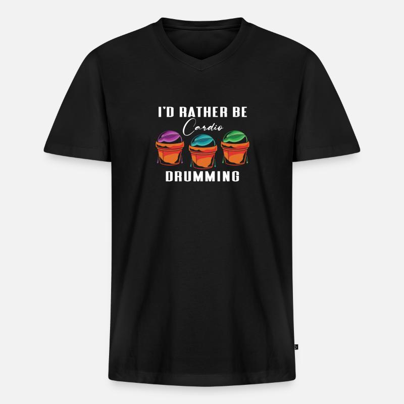 I'd Rather Be Cardio Drumming - Männer Premium Bio T-Shirt mit V-Ausschnitt - Schwarz