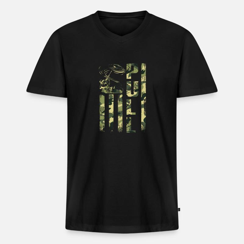 Pull Camouflage Schießsport Motiv - Männer Premium Bio T-Shirt mit V-Ausschnitt - Schwarz