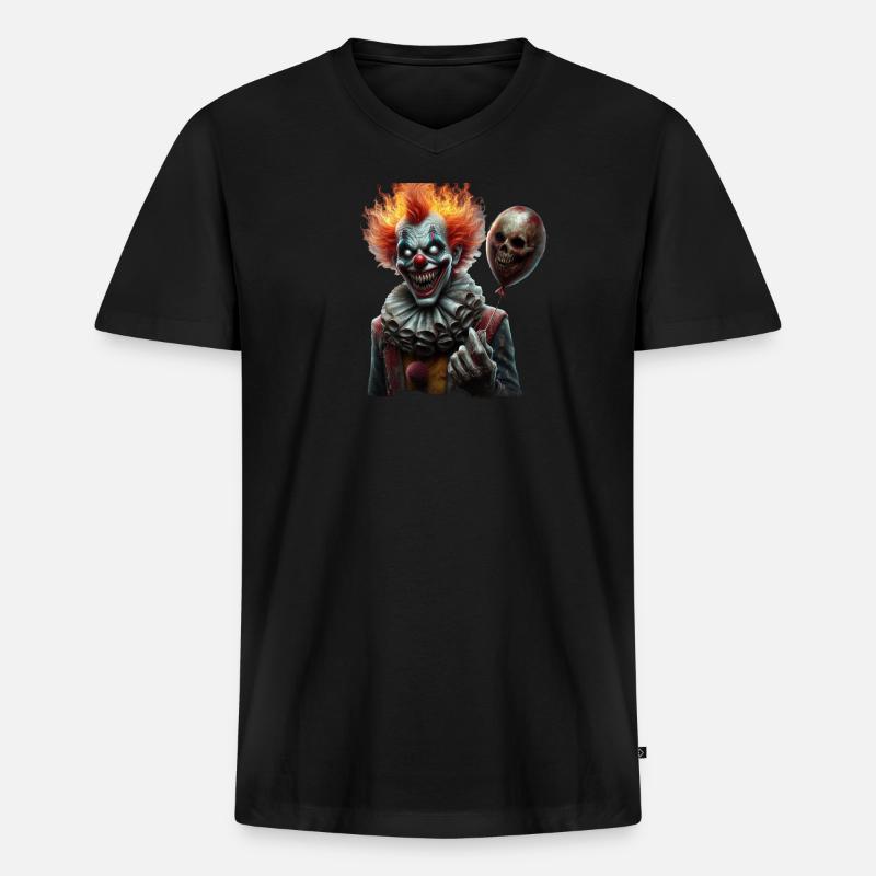 Albtraumclown - Männer Premium Bio T-Shirt mit V-Ausschnitt - Schwarz