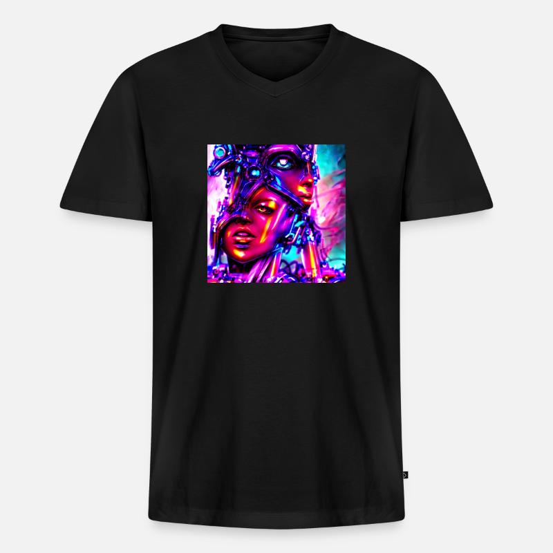 Neon Anomaly - Männer Premium Bio T-Shirt mit V-Ausschnitt - Schwarz