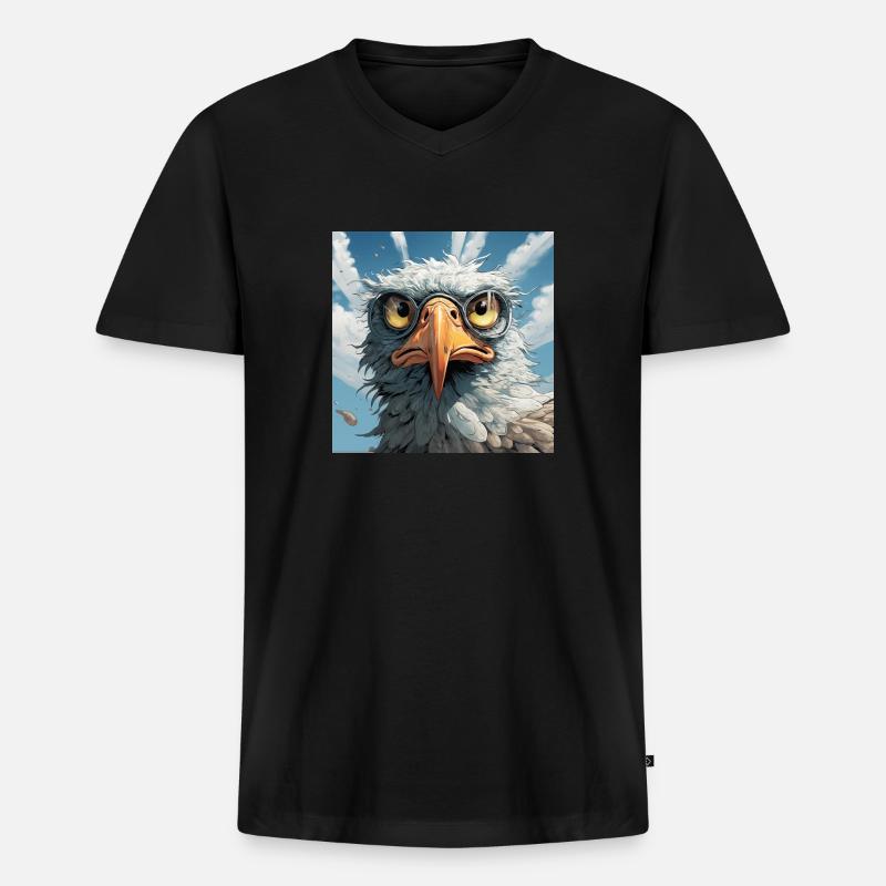 Lustighausen - Comic Style Eagle - Männer Premium Bio T-Shirt mit V-Ausschnitt - Schwarz