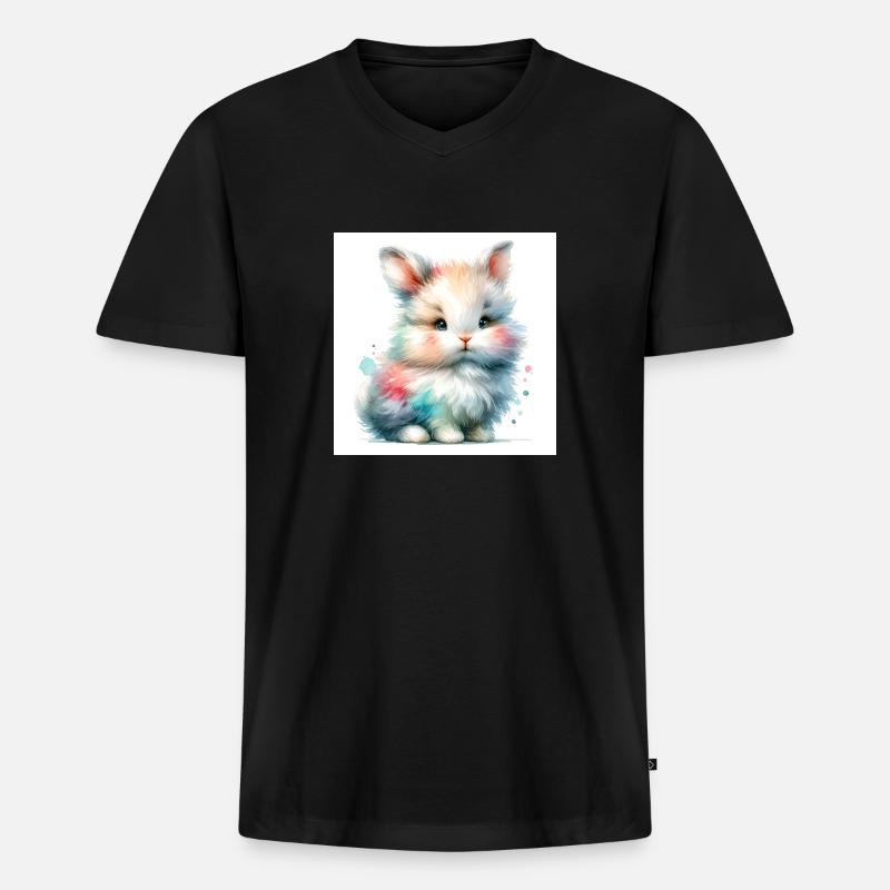 bunny - Männer Premium Bio T-Shirt mit V-Ausschnitt - Schwarz