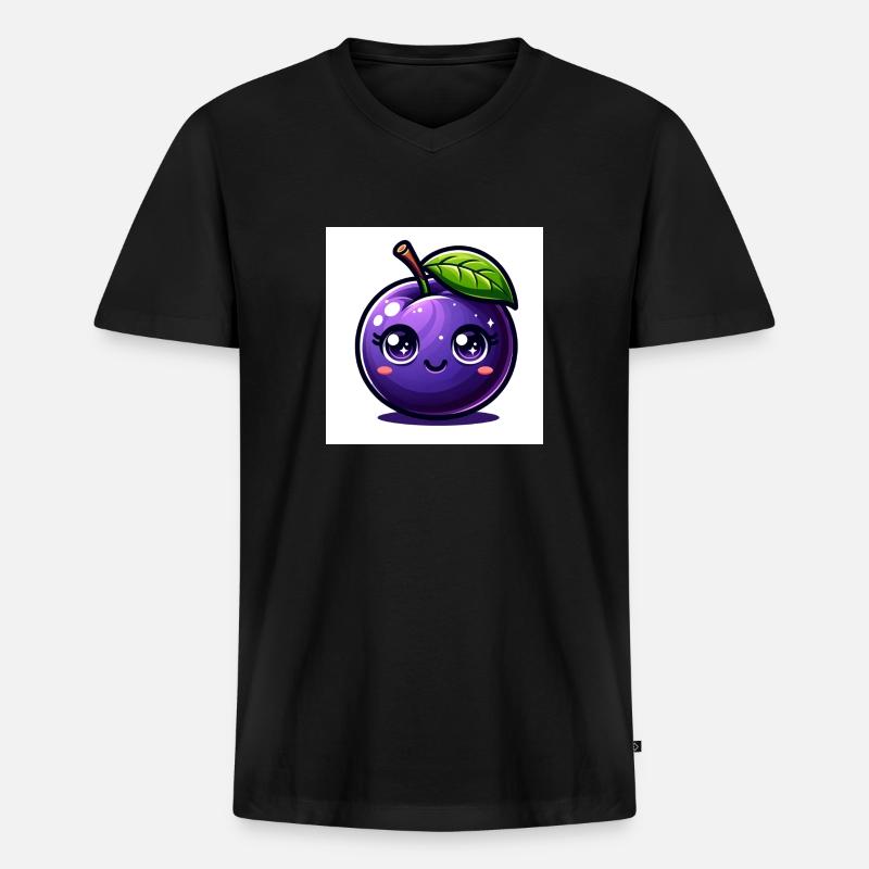 Pflaume lila - Männer Premium Bio T-Shirt mit V-Ausschnitt - Schwarz