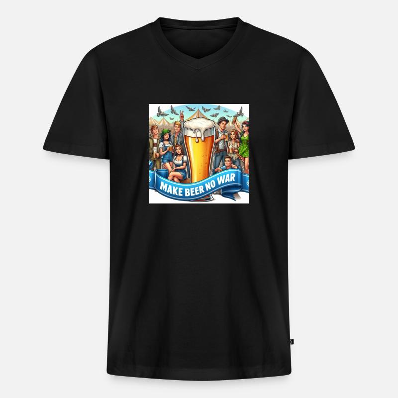 Make Beer no War 6 - Männer Premium Bio T-Shirt mit V-Ausschnitt - Schwarz