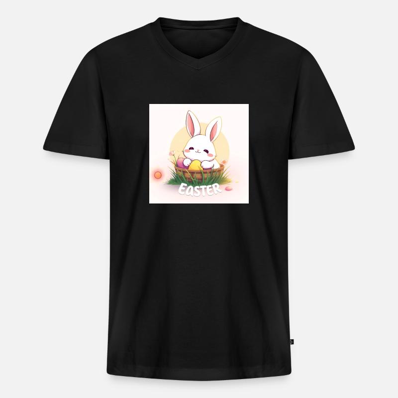 Osterglück - Männer Premium Bio T-Shirt mit V-Ausschnitt - Schwarz