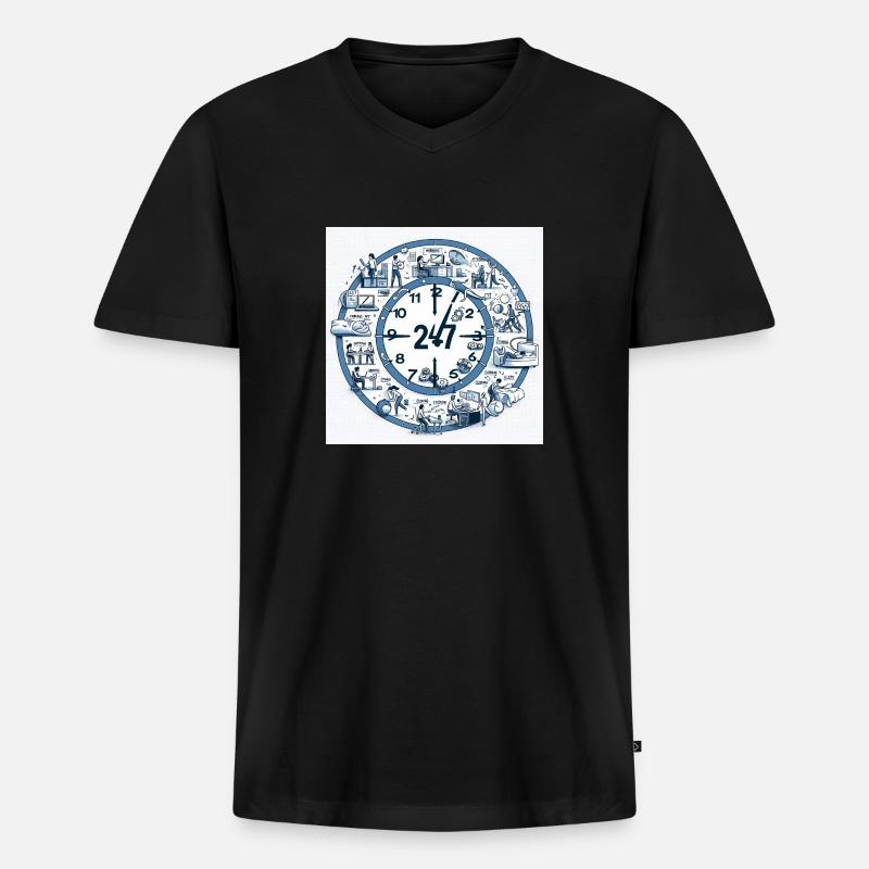 24/7 Texts in DE - Männer Premium Bio T-Shirt mit V-Ausschnitt - Schwarz