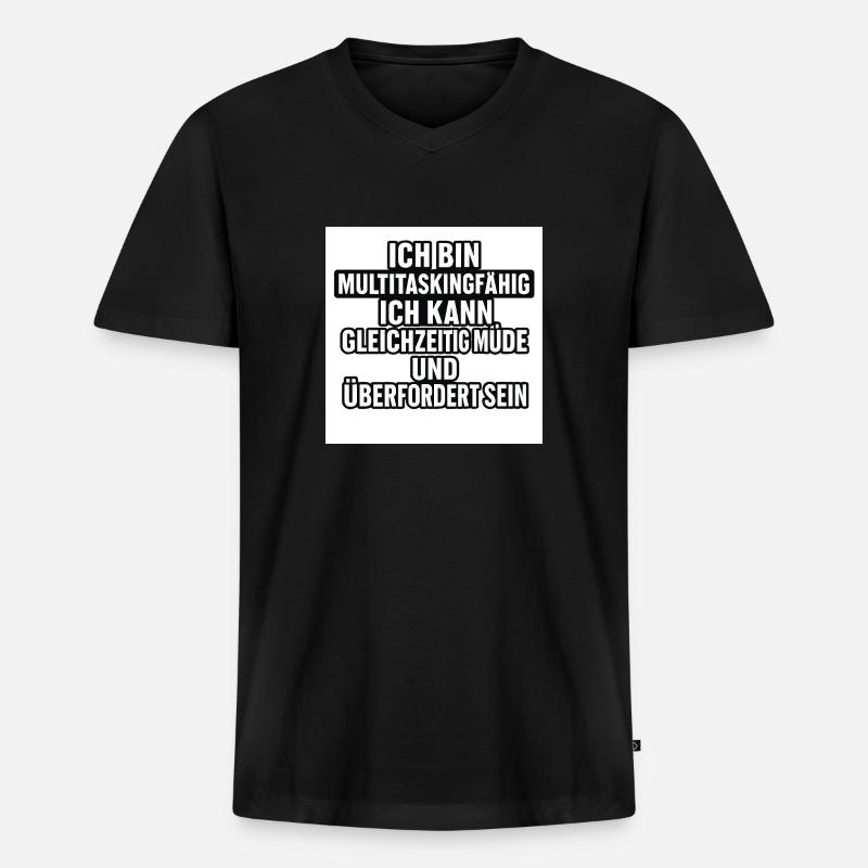 Müde² - Männer Premium Bio T-Shirt mit V-Ausschnitt - Schwarz