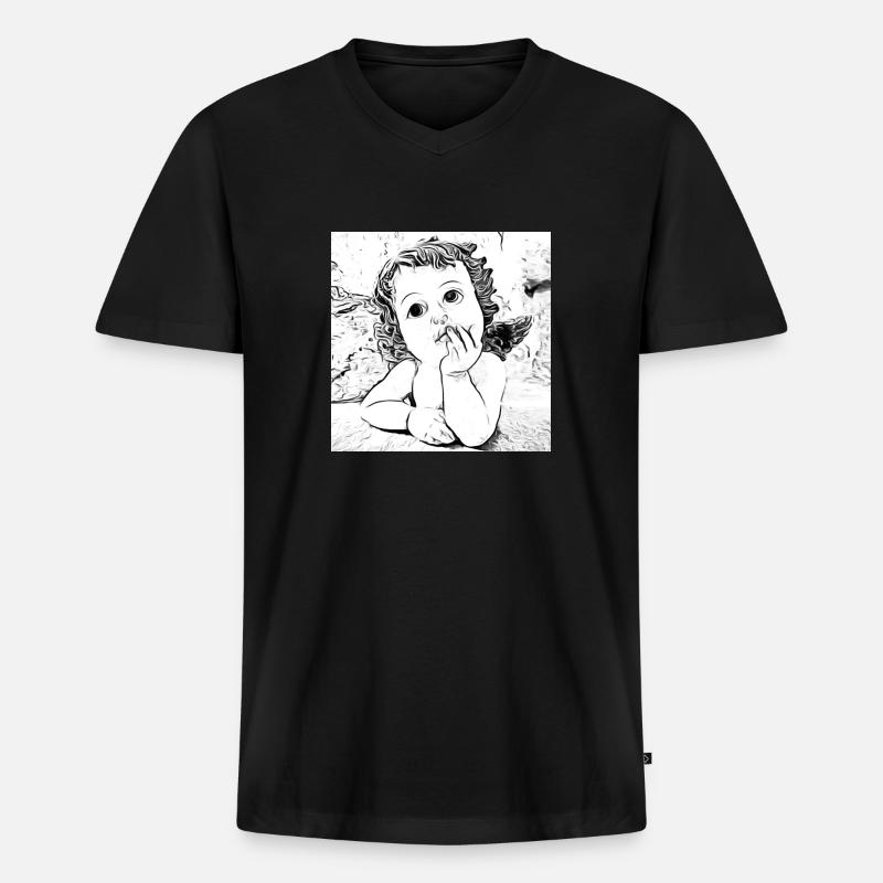 Engel - Männer Premium Bio T-Shirt mit V-Ausschnitt - Schwarz