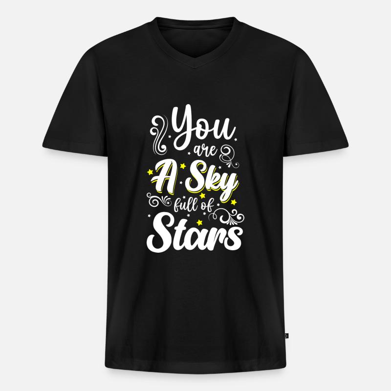 Stern Sternchen Mond Wünsche - Männer Premium Bio T-Shirt mit V-Ausschnitt - Schwarz