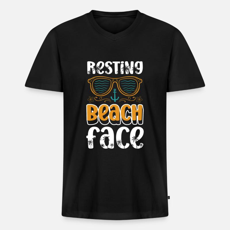 Sommer Insel - Männer Premium Bio T-Shirt mit V-Ausschnitt - Schwarz