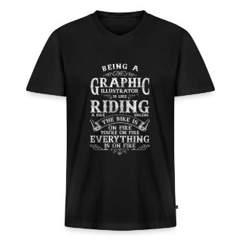 Designer Maler Entwurf - Männer Premium Bio T-Shirt mit V-Ausschnitt - Schwarz - Vorne - Nico (187cm)