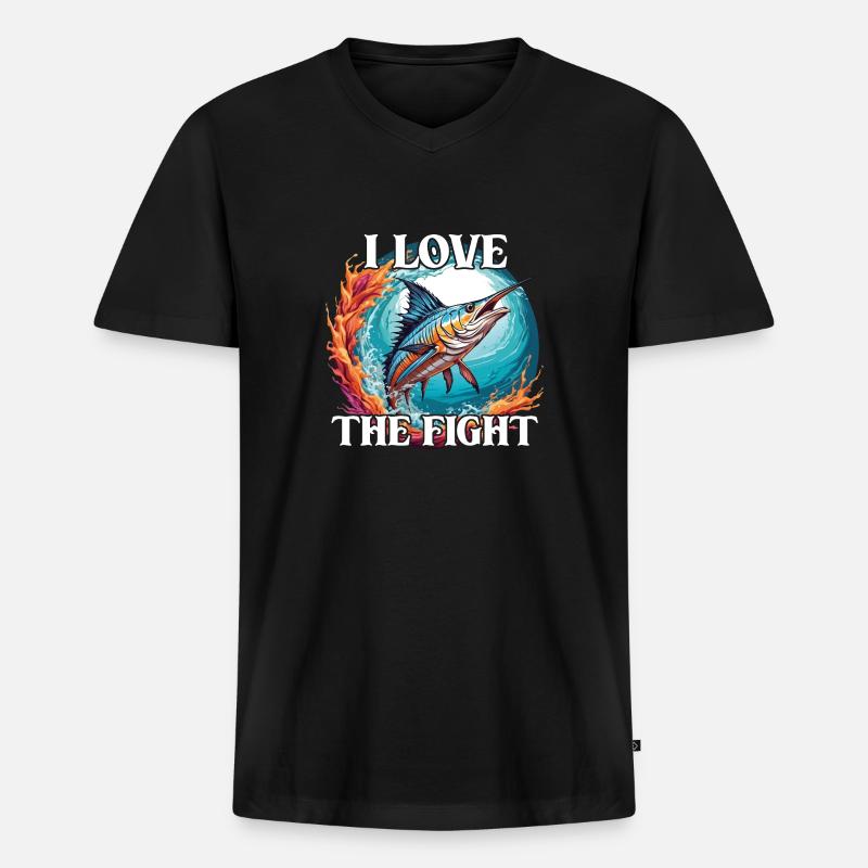 Springender Marlin Hochseefischen Tiefseefischen - Männer Premium Bio T-Shirt mit V-Ausschnitt - Schwarz
